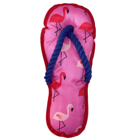 Pelúcia de Lona Resistente - Chinelo Rosa com Flamingos