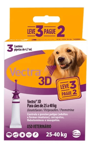 Antipulgas Vectra 3D para Cães de 25 a 40kg - 3 pipetas