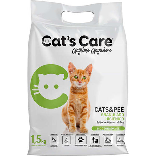 Granulado Higiênico Cat's Care Fibra de Celulose para Gatos