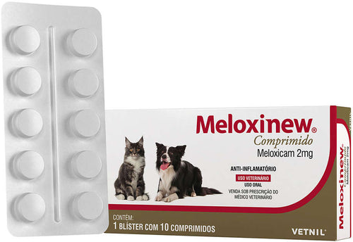 Anti-inflamatório Meloxinew 10 Comprimidos Vetnil para Cães e Gatos - 2mg