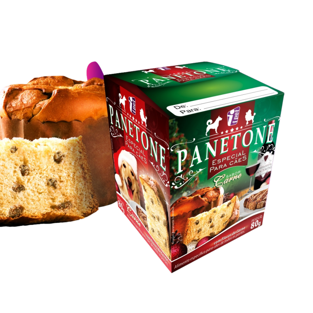 Panetone de Natal para Cachorro sabor Carne