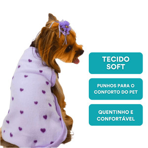 Roupa de Inverno Pet Luxo Coração Lilás