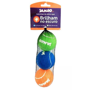 Brinquedo Bola de tênis fluorescente com 3 unidades - Jambo