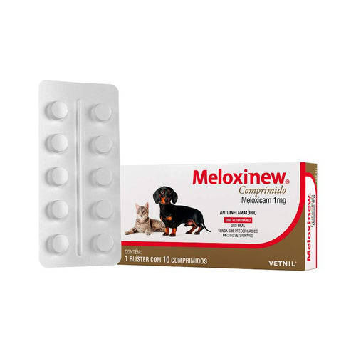Anti-inflamatório Meloxinew 10 Comprimidos Vetnil para Cães e Gatos