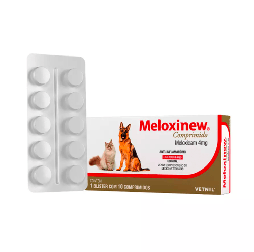 Anti-inflamatório Meloxinew 10 Comprimidos Vetnil para Cães e Gatos - 4mg