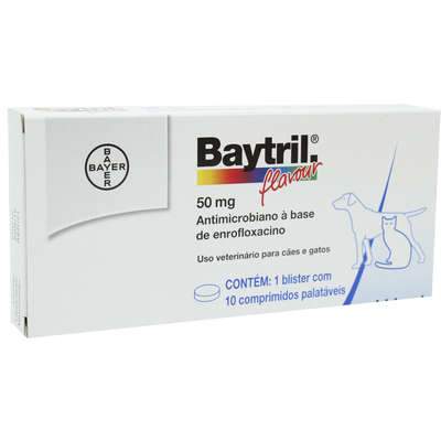 Baytril Flavour 50mg - 10 comprimidos pet shop niteroi