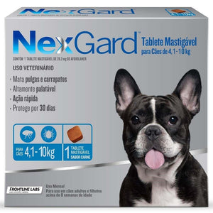 Antipulgas e Carrapatos NexGard para Cães de 4,1 a 10kg - Petily