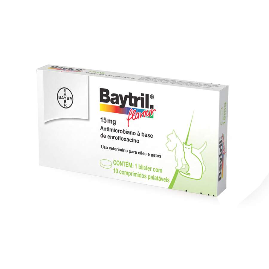 Baytril Flavour 15mg - 10 comprimidos pet shop niteroi