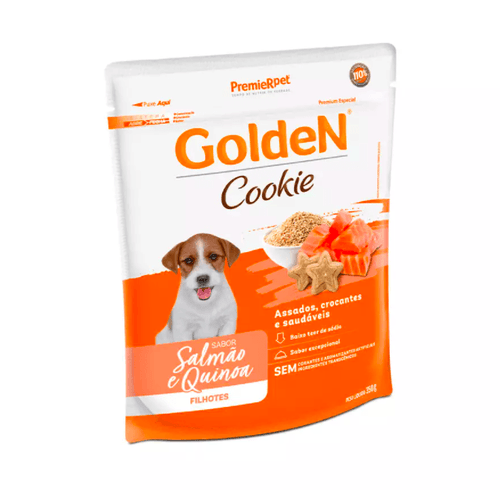 Biscoito Golden Cookie para Cães Filhotes Sabor Salmão e Quinoa - 350g pet shop niteroi