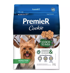 Biscoito Premier Cookie para Cães Adultos de Pequeno Porte Sabor Coco e Aveia 250g