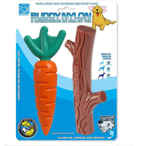 Brinquedo Buddy Toys Nylon Kit Queridinhos Cenoura e Graveto para Cães pet shop niteroi