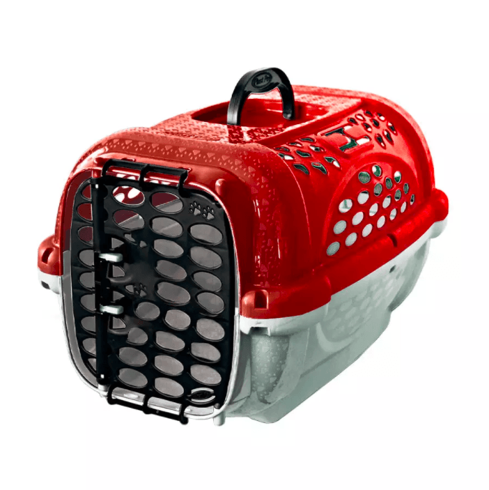 Caixa de Transporte Panther Pop Plast Pet Vermelha para Cães e Gatos