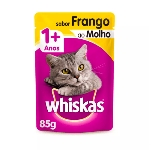 Ração Úmida Whiskas Sachê para Gatos Adultos Sabor Frango ao Molho - 85g