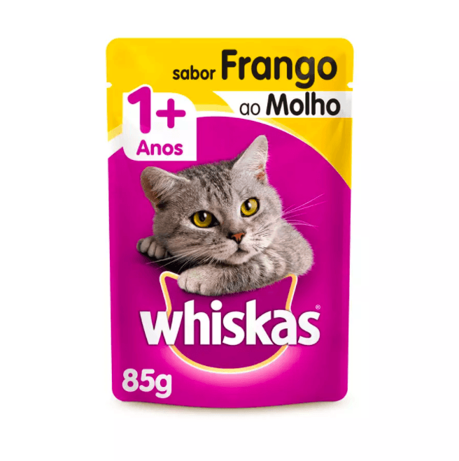 Ração Úmida Whiskas Sachê para Gatos Adultos Sabor Frango ao Molho - 85g