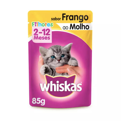 Ração Úmida Whiskas Sachê para Gatos Filhotes Sabor Frango ao Molho - 85g pet shop niterói