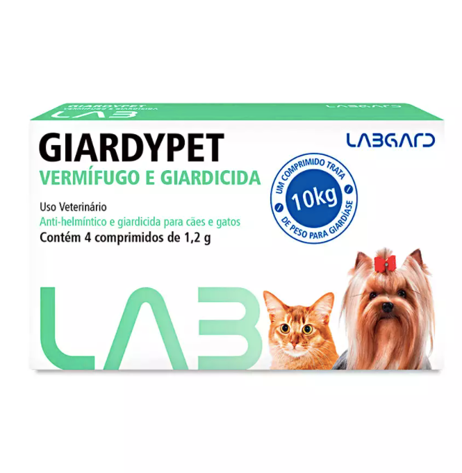 Vermífugo e Giardicida Giardypet Labgard 1,2g para Cães e Gatos com 4 Comprimidos pet shop niteroi