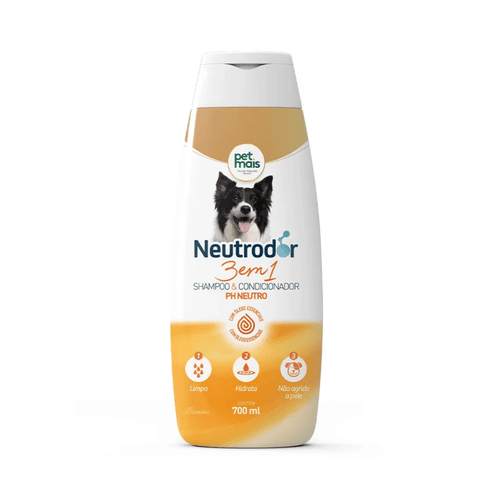 Shampoo & Condicionador Petmais 3 em 1 PH Neutro Neutrodor 700ml