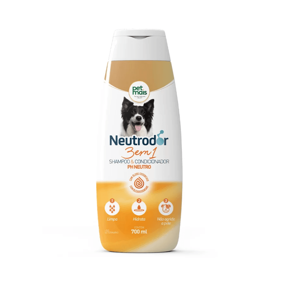 Shampoo & Condicionador Petmais 3 em 1 PH Neutro Neutrodor 700ml