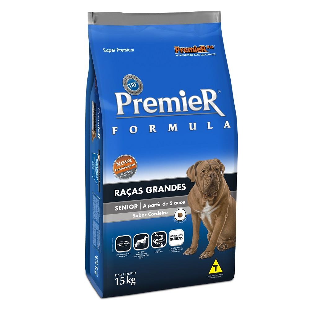 Ração Premier Fórmula Senior para Cães Adultos de Raças Grandes Sabor Cordeiro - Petily