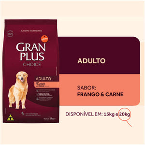 Ração GranPlus Choice Frango e Carne para Cães Adultos - 20kg