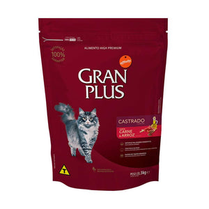 Ração Granplus para Gatos Adultos Castrados sabor Carne e Arroz pet shop niteroi