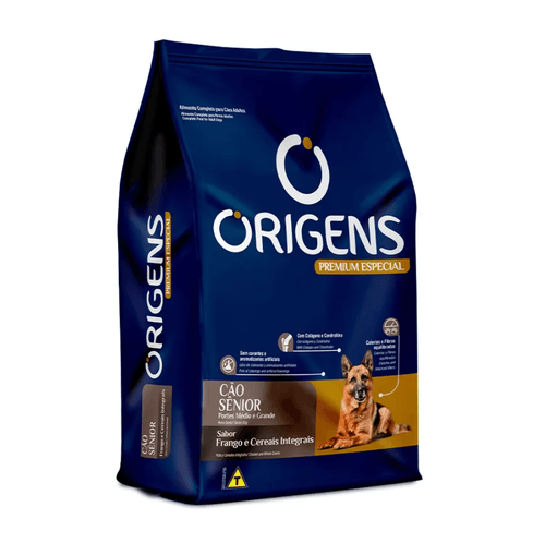 Ração Origens para Cães Sênior de Porte Médio e Grande Sabor Frango e Cereais Integrais - 15 kg