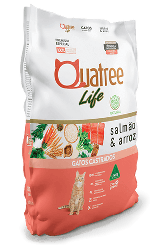 Ração Quatree Life para Gatos Castrados Sabor Salmão e Arroz - 3kg pet shop niteroi
