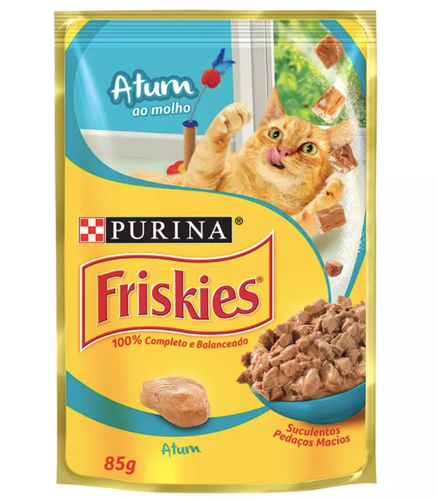 Ração Úmida Friskies Sachê para Gatos Adultos Sabor Atum ao Molho - 85g - Petily