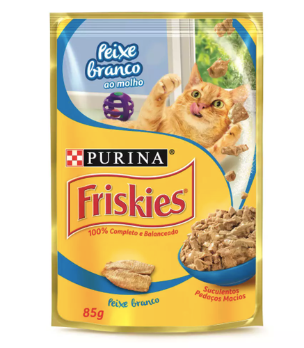 Ração Úmida Friskies Sachê para Gatos Adultos Sabor Peixe ao Molho - 85g - Petily