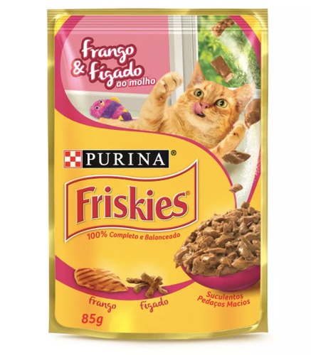 Ração Úmida Friskies Sachet Gatos Adultos Frango e Fígado ao Molho - 85g - Petily