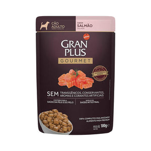 Ração Úmida GranPlus Gourmet Sachê Cães Adultos Sabor Salmão - 100g