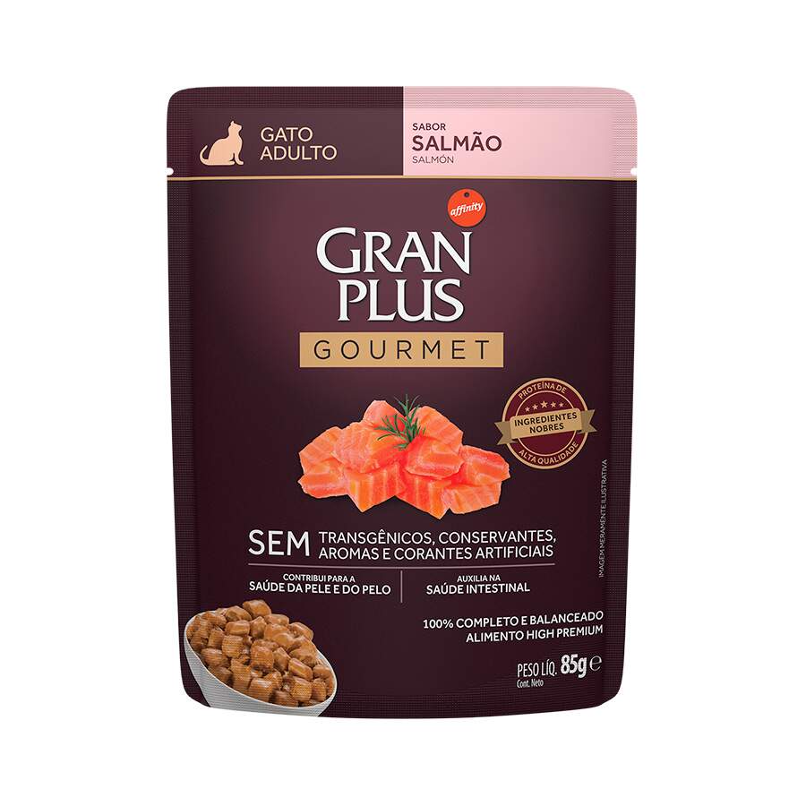 Ração Úmida GranPlus Gourmet Sachê para Gatos Adultos Sabor Salmão - 85g pet shop niteroi