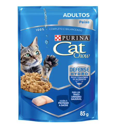 Ração Úmida Nestlé Purina Cat Chow para Gatos Adultos sabor Peixe 85g - Petily