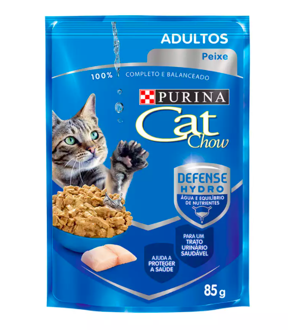 Ração Úmida Nestlé Purina Cat Chow para Gatos Adultos sabor Peixe 85g - Petily