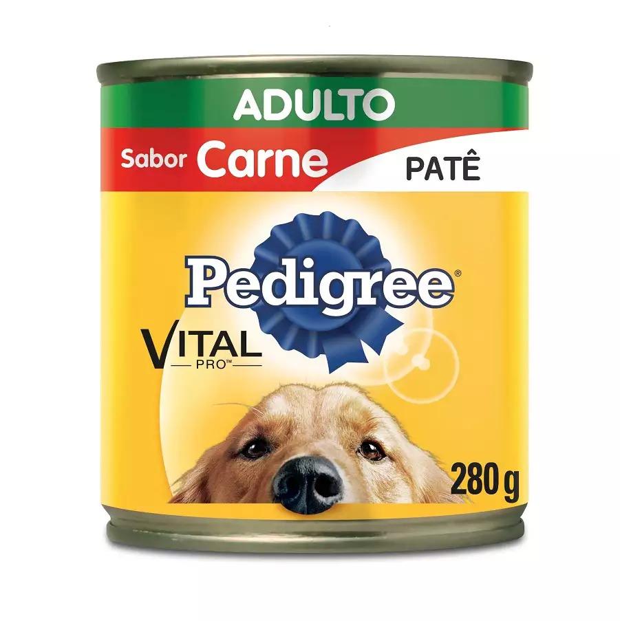 Ração Úmida Patê Pedigree Lata Vital Pro para Cães Adultos Sabor Carne - 280g - Petily