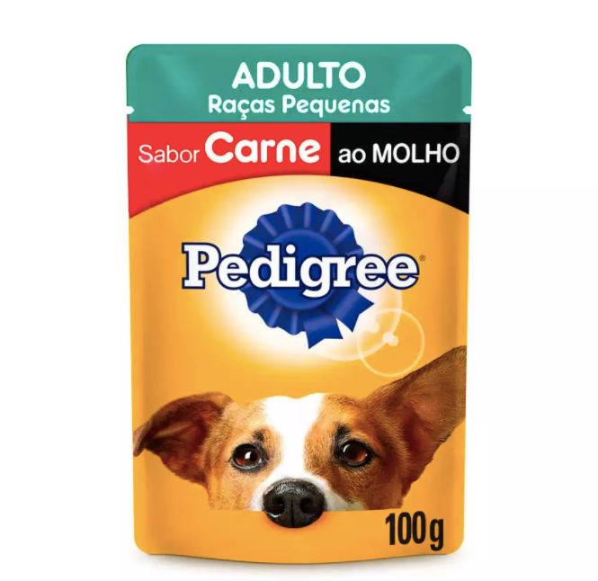 Ração Úmida Pedigree Sachê Vital Pro para Cães Adultos de Raças Pequenas Sabor Carne ao Molho - 100g - Petily
