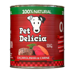 Ração Úmida Pet Delícia Lata para Cães Adultos e Filhotes Sabor Caçarolinha de Carne - 320g - Petily