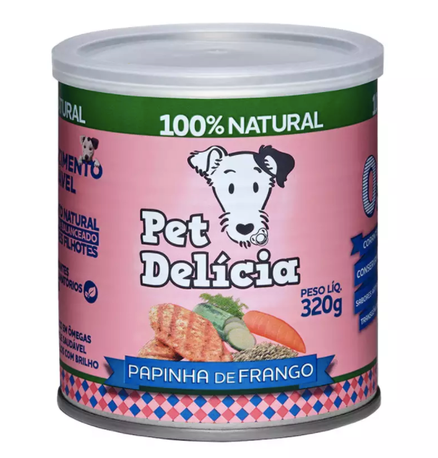 Ração Úmida Pet Delícia para Cães Filhotes sabor Papinha de Frango 320g - Petily