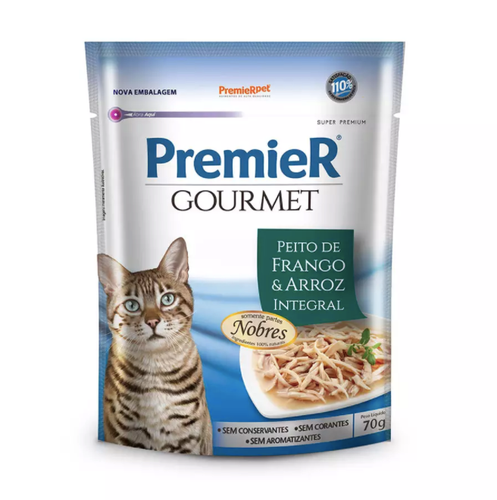 Ração Úmida Premier Gourmet Para Gatos sabor Peito de Frango e Arroz integral  pet shop niterói