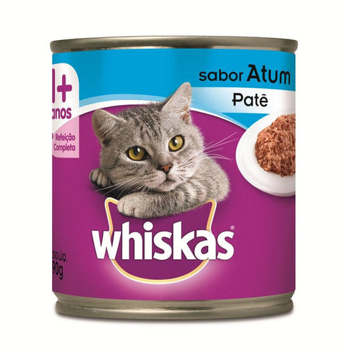 Ração Úmida Whiskas Lata para Gatos Adultos Sabor Atum - 290g - Petily