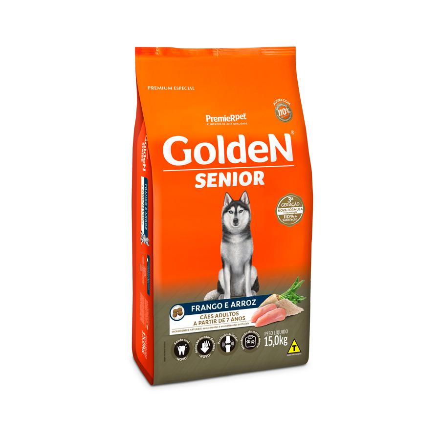 Ração Golden Fórmula Senior para Cães Adultos Sabor Frango e Arroz - 15kg - Petily