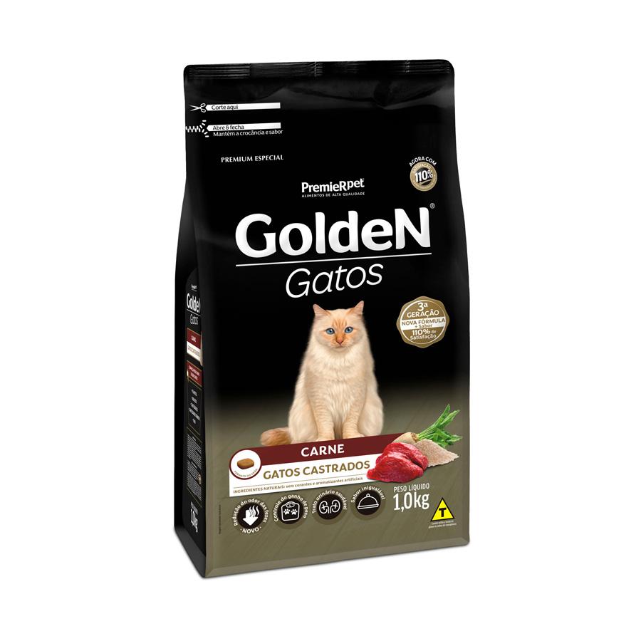 Ração Golden para Gatos Adultos Castrados Sabor Carne - Petily