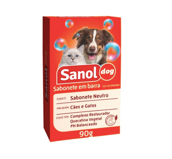 Sabonete Barra Sanol Dog Neutro para Cães e Gatos - 90g