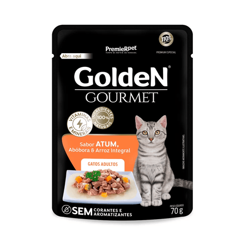Ração Úmida Golden Gourmet para Gatos Adultos Sabor Atum 70g