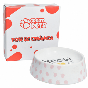 Comedouro de Cerâmica para Gatos Meow - Rosa