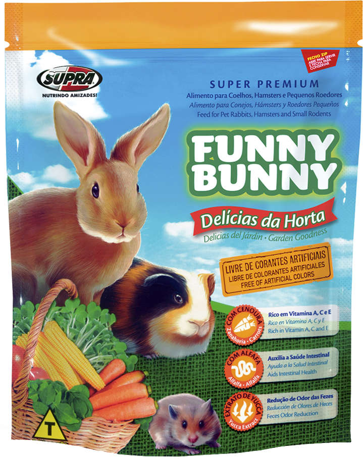 Ração Supra Funny Bunny Delícias da Horta Coelhos, Hamster e Outros Pequenos Roedores