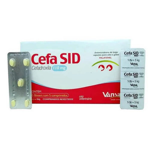 Cefa Sid 110mg Antimicrobiano para Cães e Gatos - 5 comprimidos