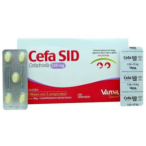 Cefa Sid 220mg Antimicrobiano para Cães e Gatos - 5 comprimidos