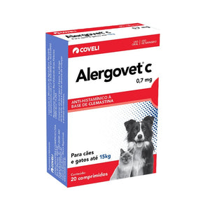 Antialérgico Alergovet Coveli para Cães e Gatos até 15kg 0,7mg - 20 Comprimidos