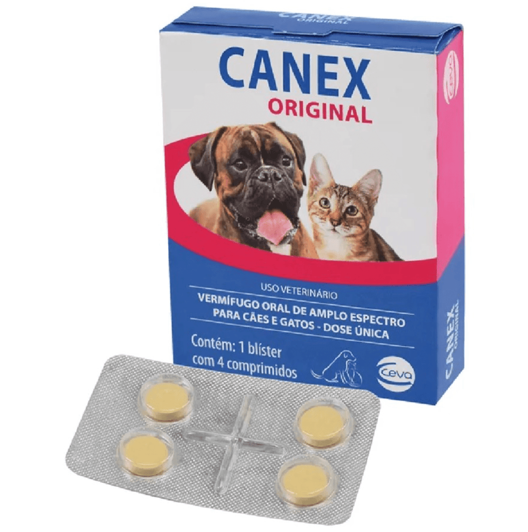 Vermífugo Canex Original para Cães e Gatos - 4 comprimidos
